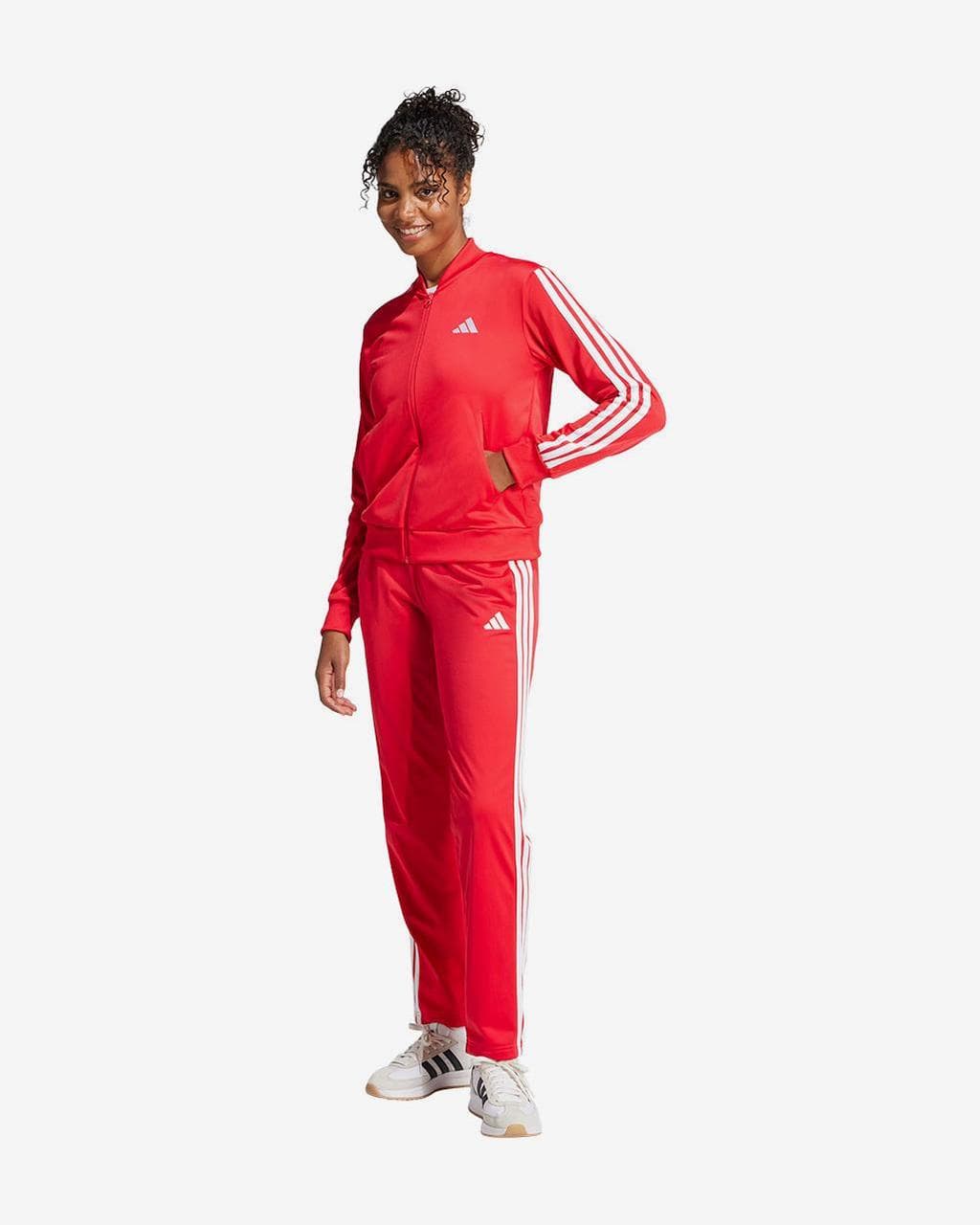 Survêtement adidas Essentials 3-Stripes rouge blanc femme - M